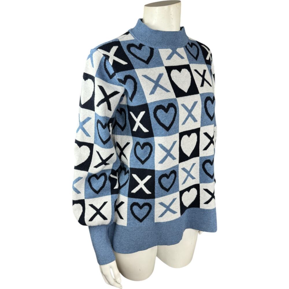 Studio Park X Courtney Khondabi Heart Sweater Blue Small Valentine Winter - Picture 8 of 12